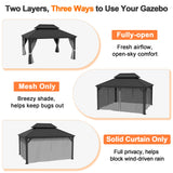 Patioslife Gazebo Replacement Mesh Netting – 300GSM Insect Screen, Double Track Sliding Mesh Panel for Outdoor Gazebo