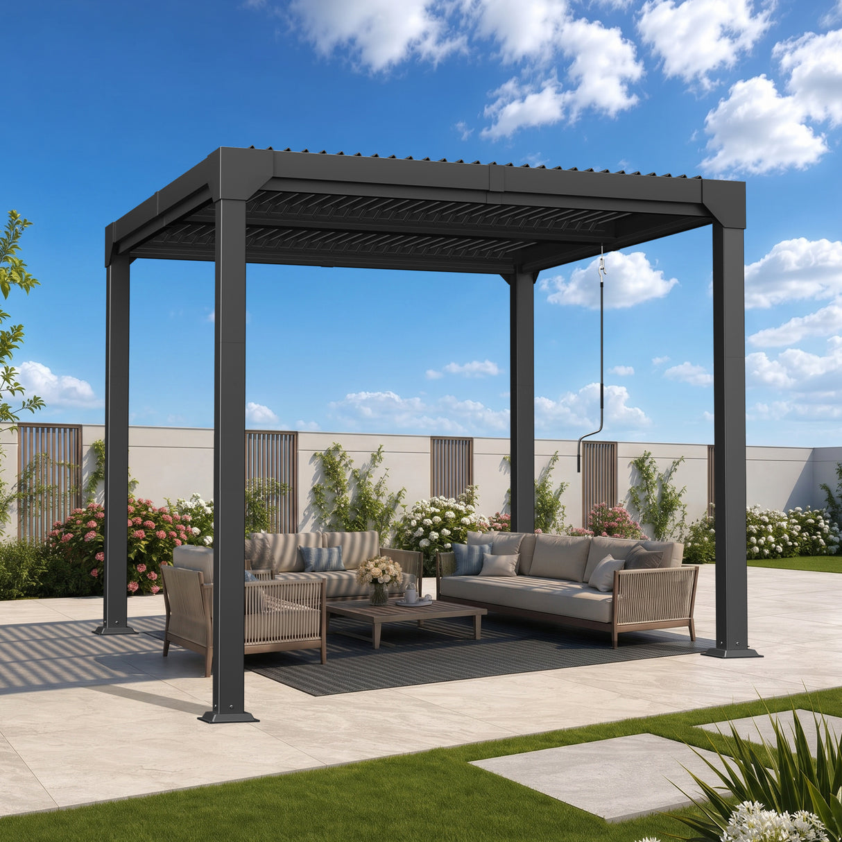 Patioslife Atlantic | Metal Louvered Pergola with Adjustable Roof, Freestanding All-Weather Shelter for Deck, Patio & Poolside