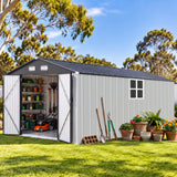 Patioslife YardVault Pro Metal Storage Shed with Window, Galvanized Steel Outdoor Tool Shed