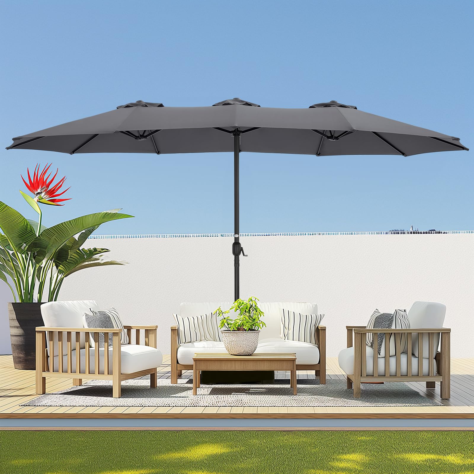 Patioslife 15'x 9' Double-Sided Patio Umbrella