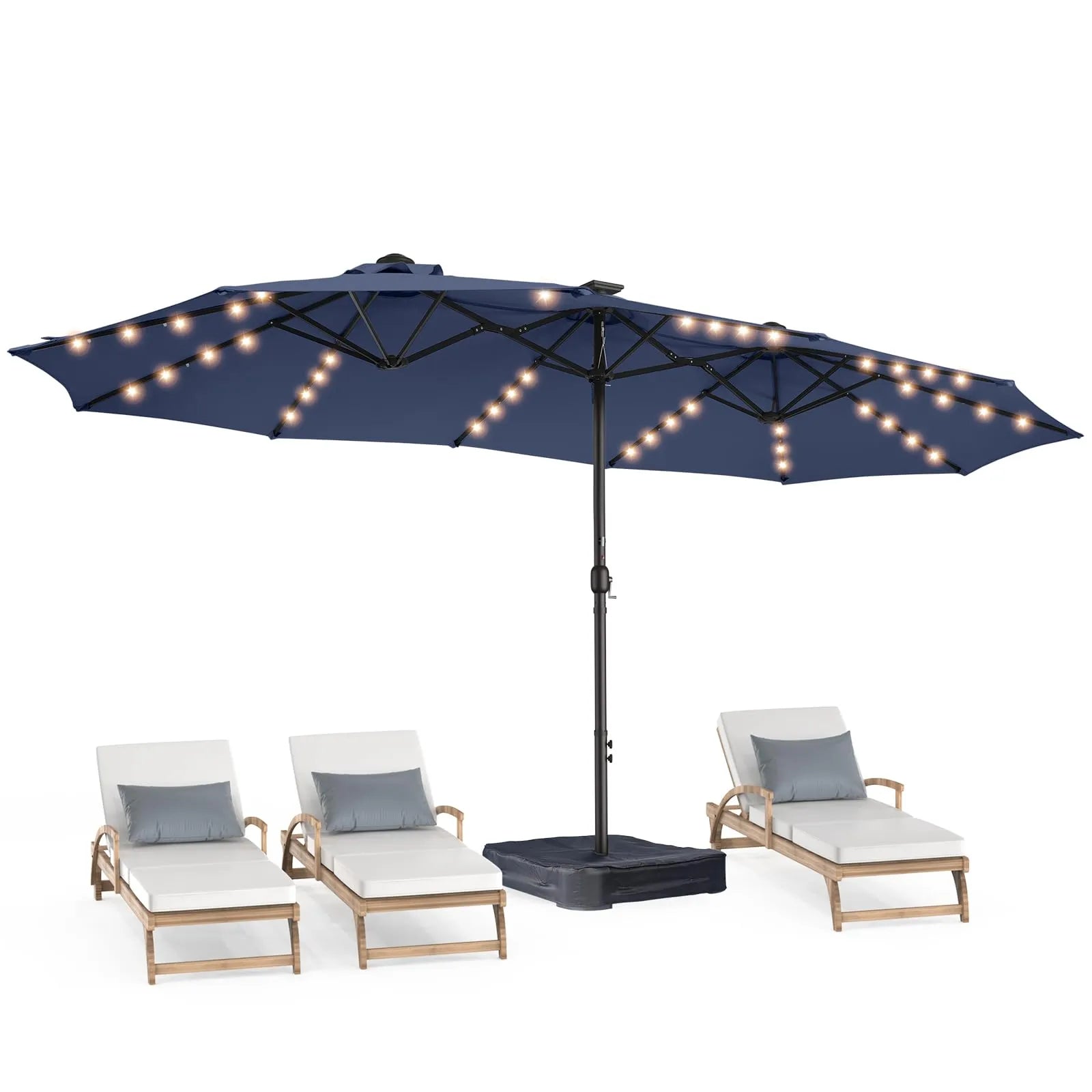 Patioslife 15'x 9' Double-Sided Patio Umbrella with LED Lights