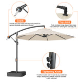Patioslife 10ft Cantilever Patio Umbrella with Base – Heavy Duty Offset Outdoor Umbrella for Patio, Backyard, Deck & Poolside