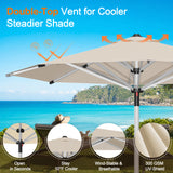 Patioslife 9ft, 10ft & 11ft Patio Umbrella – Round & Square Heavy Duty Aluminum Outdoor Market Umbrella with Double Vented Canopy