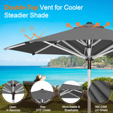 Patioslife 9ft, 10ft & 11ft Patio Umbrella – Round & Square Heavy Duty Aluminum Outdoor Market Umbrella with Double Vented Canopy