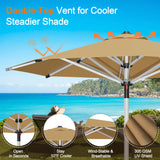 Patioslife 9ft, 10ft & 11ft Patio Umbrella – Round & Square Heavy Duty Aluminum Outdoor Market Umbrella with Double Vented Canopy