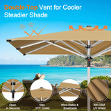 Patioslife 9ft, 10ft & 11ft Patio Umbrella – Round & Square Heavy Duty Aluminum Outdoor Market Umbrella with Double Vented Canopy