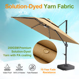 Patioslife Aegis Pro™ Cantilever Umbrella with Base & Protective Cover — Fibreglass Ribs & Powder-Coated Aluminium Pole for Garden & Patio