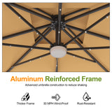 Patioslife Aegis Pro™ Cantilever Umbrella with LED Lights, Fibreglass Ribs & Powder-Coated Aluminium Pole — Perfect for Garden & Patio
