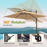 Patioslife Aegis Pro™ Cantilever Umbrella with LED Lights, Fibreglass Ribs & Powder-Coated Aluminium Pole — Perfect for Garden & Patio