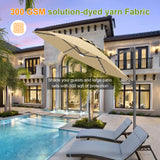 Patioslife Aegis Pro™ All-in-One Shade Round Cantilever Patio Umbrella with solar LED lights | Premium Cover | Large Base
