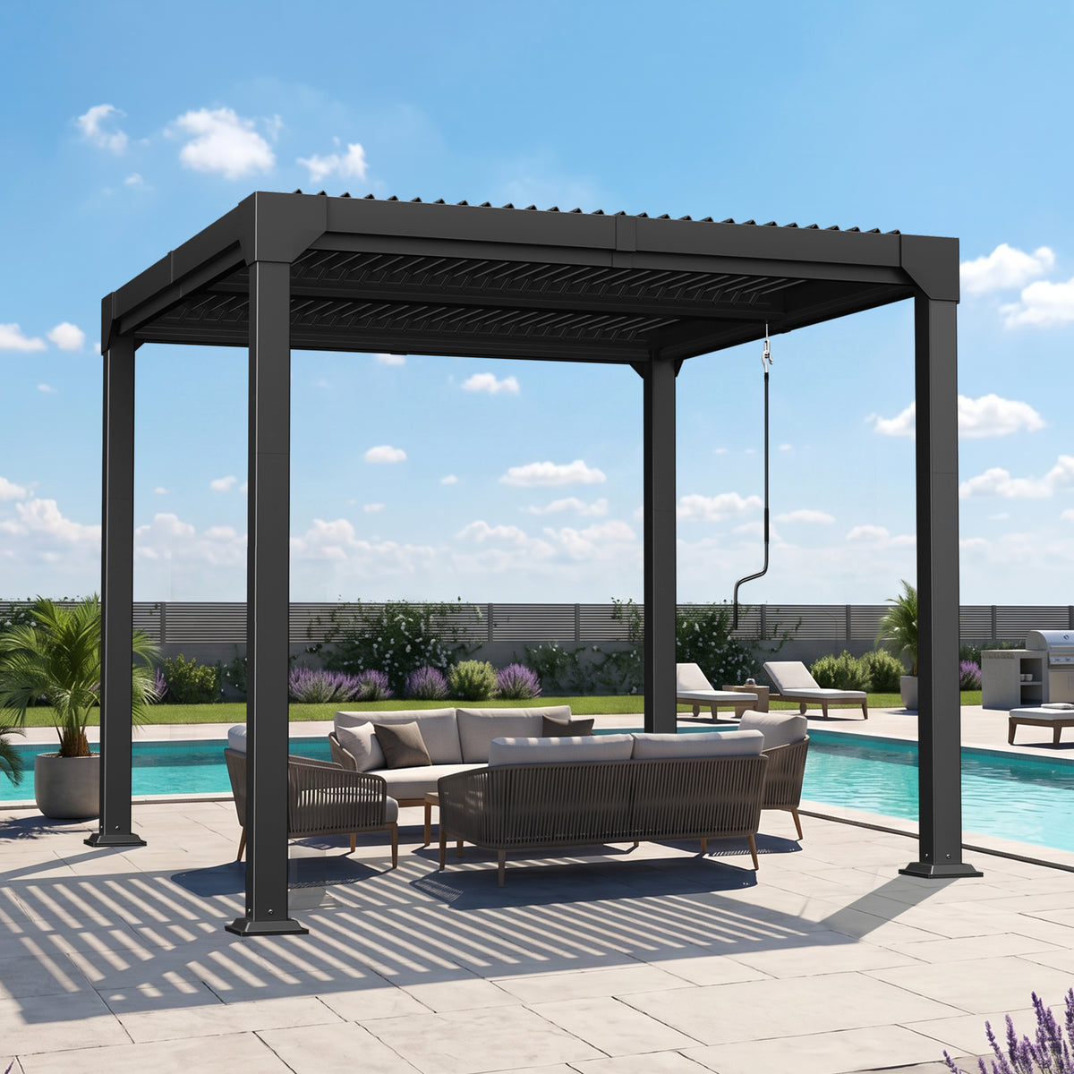 Patioslife Atlantic | Metal Louvered Pergola with Adjustable Roof, Freestanding All-Weather Shelter for Deck, Patio & Poolside