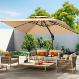 Patioslife Aegis Pro™ Premium Cantilever Umbrella with LED Strip Lights, Fibreglass Ribs & Powder-Coated Aluminium Pole — Luxury Garden & Patio Shade