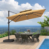 Patioslife Aegis Pro™ Cantilever Umbrella with LED Lights, Fibreglass Ribs & Powder-Coated Aluminium Pole — Perfect for Garden & Patio