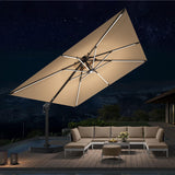 Patioslife Aegis Pro™ Premium Cantilever Umbrella with LED Strip Lights, Fibreglass Ribs & Powder-Coated Aluminium Pole — Luxury Garden & Patio Shade