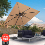 Patioslife Aegis Pro™ Cantilever Umbrella with LED Lights, Fibreglass Ribs & Powder-Coated Aluminium Pole — Perfect for Garden & Patio