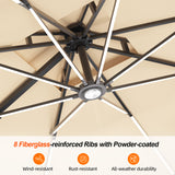 Patioslife Aegis Pro™ Premium Cantilever Umbrella with LED Strip Lights, Fibreglass Ribs & Powder-Coated Aluminium Pole — Luxury Garden & Patio Shade