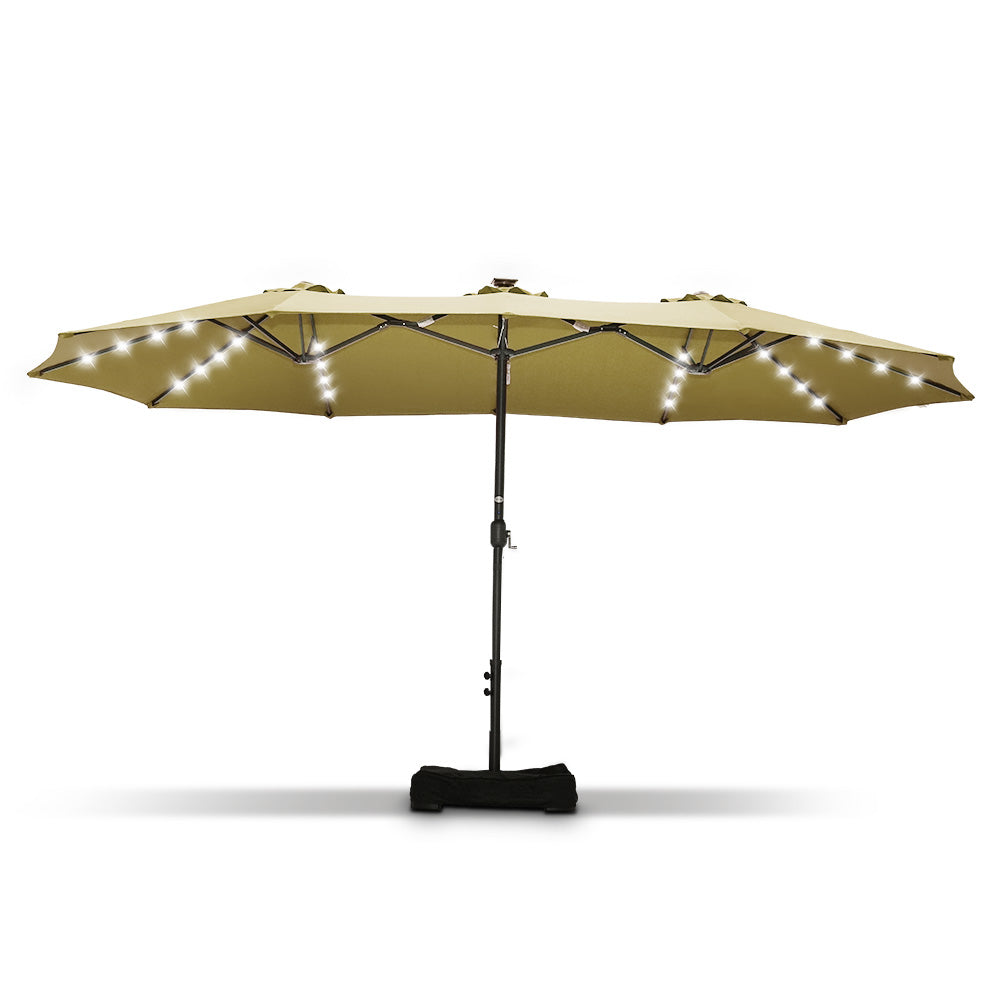 Patioslife 15'x 9' Double-Sided Patio Umbrella with LED Lights