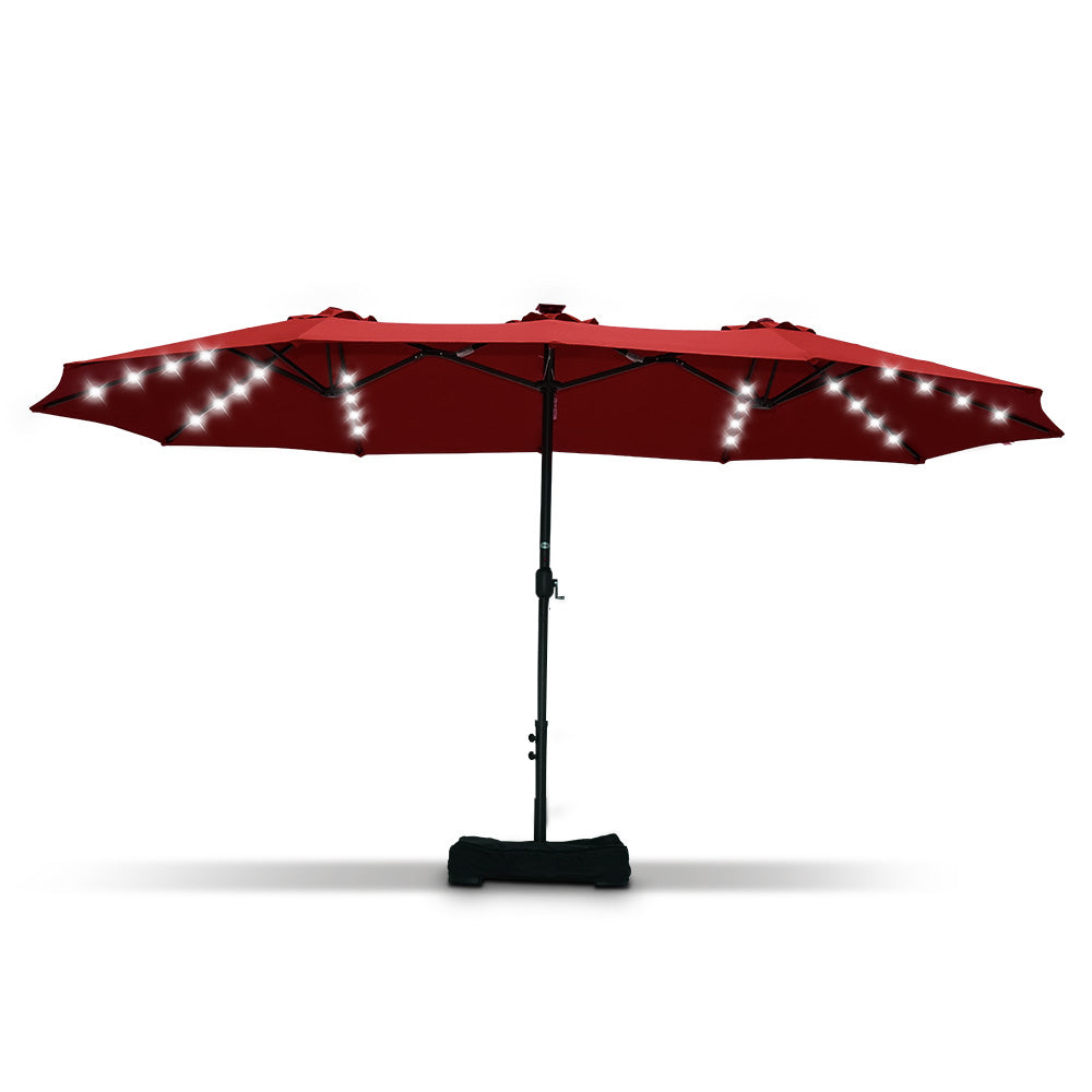 Patioslife 15'x 9' Double-Sided Patio Umbrella with LED Lights