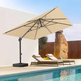 Patioslife Aegis Pro™ Cantilever Umbrella with Base & Protective Cover — Fibreglass Ribs & Powder-Coated Aluminium Pole for Garden & Patio