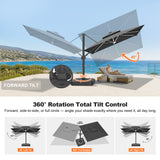 Patioslife Signature Series Rotating Cantilever Patio Umbrella with Adjustable Tilt for Garden & Poolside