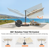 Patioslife Signature Series Rotating Cantilever Patio Umbrella with Adjustable Tilt for Garden & Poolside