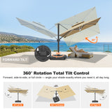 Patioslife Signature Series Rotating Cantilever Patio Umbrella with Adjustable Tilt for Garden & Poolside