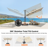 Patioslife Signature Series Rotating Cantilever Patio Umbrella with Adjustable Tilt for Garden & Poolside
