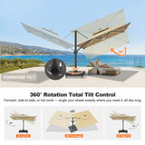 Patioslife Signature Series Rotating Cantilever Patio Umbrella with Adjustable Tilt for Garden & Poolside