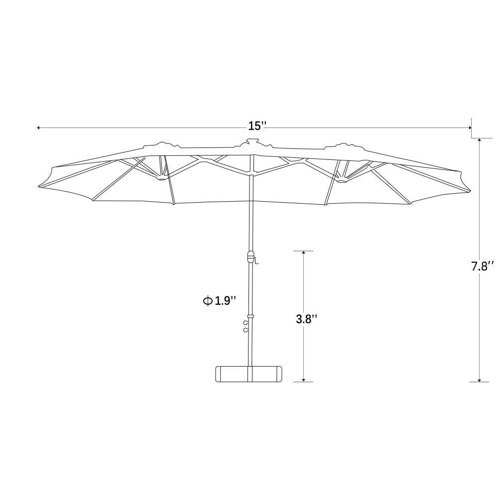 Patioslife 15'x 9' Double-Sided Patio Umbrella