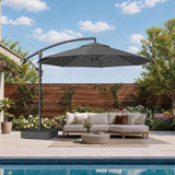 Patioslife 10ft Cantilever Patio Umbrella with Base – Heavy Duty Offset Outdoor Umbrella for Patio, Backyard, Deck & Poolside