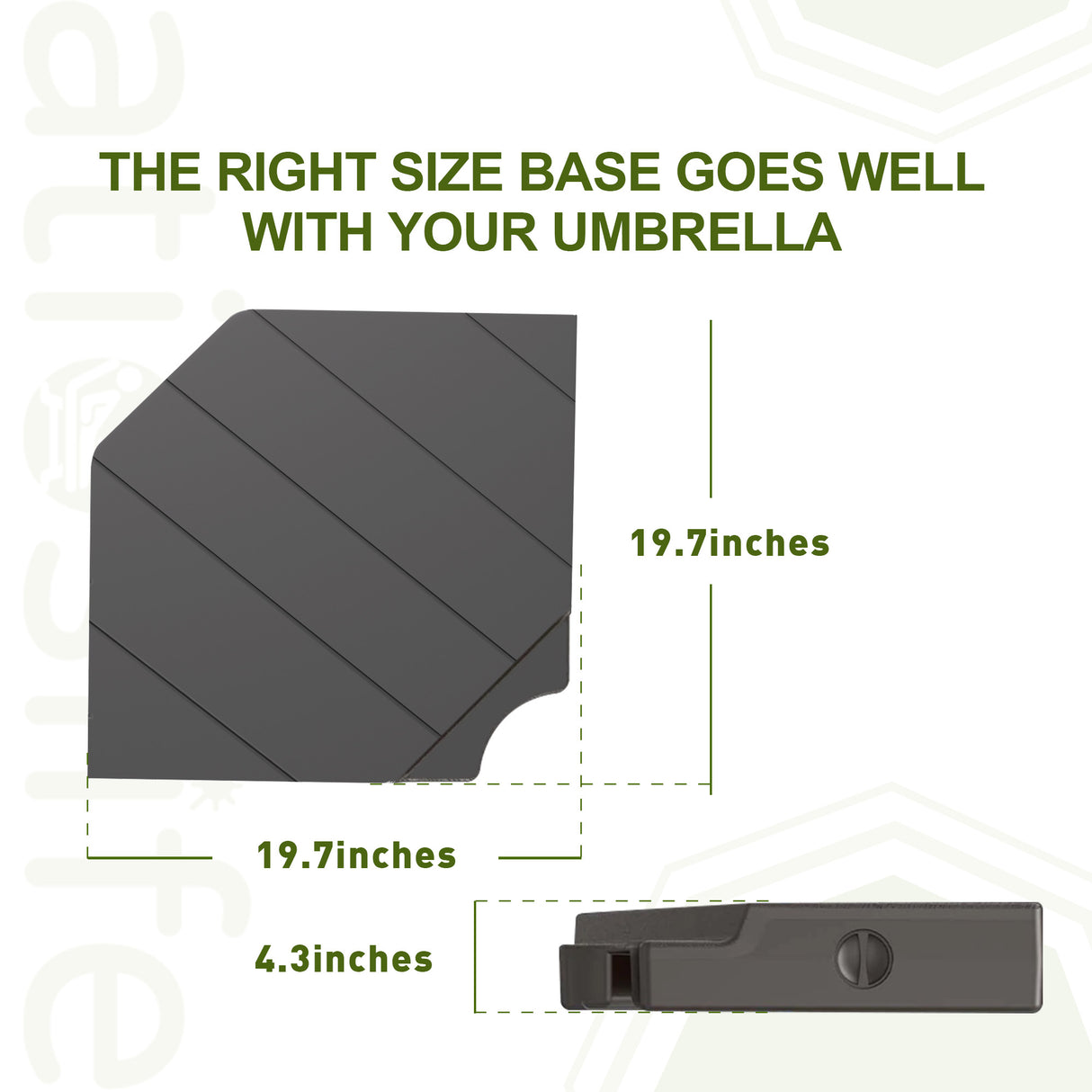 Patioslife 340 lbs Medium Base for Aegis Pro™ 10ft Round Cantilever Umbrella