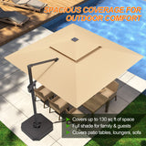 Patioslife Aegis Pro™ Premium Cantilever Umbrella with LED Strip Lights, Fibreglass Ribs & Powder-Coated Aluminium Pole — Luxury Garden & Patio Shade