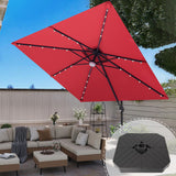 Patioslife Aegis Pro™ Cantilever Umbrella with LED Lights, Fibreglass Ribs & Powder-Coated Aluminium Pole — Perfect for Garden & Patio