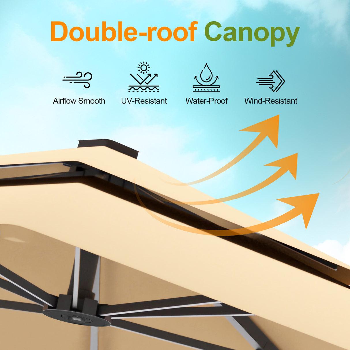 Patioslife Aegis Pro™ Cantilever Umbrella with Base & Protective Cover — Fibreglass Ribs & Powder-Coated Aluminium Pole for Garden & Patio