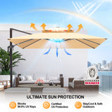 Patioslife Aegis Pro™ Premium Cantilever Umbrella with LED Strip Lights, Fibreglass Ribs & Powder-Coated Aluminium Pole — Luxury Garden & Patio Shade