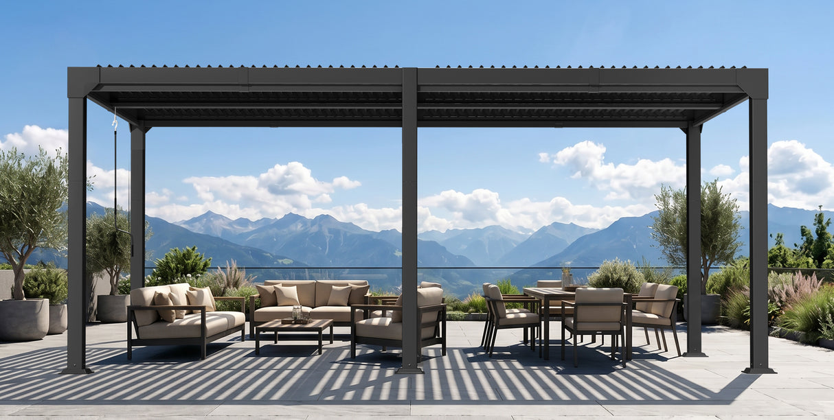 Patioslife Atlantic | Metal Louvered Pergola with Adjustable Roof, Freestanding All-Weather Shelter for Deck, Patio & Poolside
