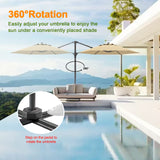 Patioslife Aegis Pro™ All-in-One Shade Round Cantilever Patio Umbrella with solar LED lights | Premium Cover | Large Base