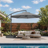 Patioslife 10ft Cantilever Patio Umbrella with Base – Heavy Duty Offset Outdoor Umbrella for Patio, Backyard, Deck & Poolside