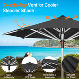 Patioslife 9ft, 10ft & 11ft Patio Umbrella – Round & Square Heavy Duty Aluminum Outdoor Market Umbrella with Double Vented Canopy