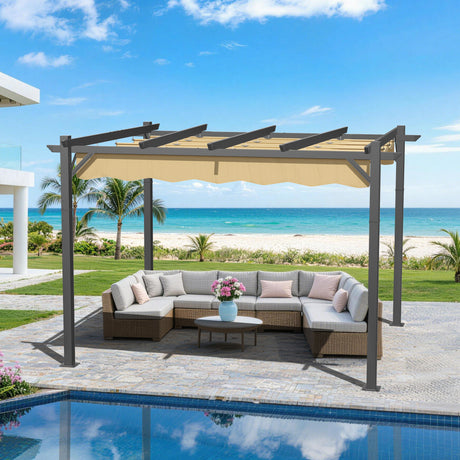 Patioslife Atlantic Retractable Pergola with Adjustable Canopy — Heavy-Duty Outdoor Shade Structure