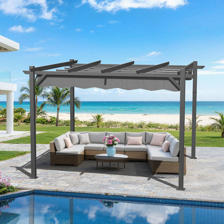 Patioslife Atlantic Retractable Pergola with Adjustable Canopy — Heavy-Duty Outdoor Shade Structure