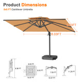 Patioslife Aegis Cantilever Umbrella with Reinforced Aluminum Ribs and Pole for Patios, Gardens & Decks