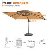 Patioslife Aegis Pro Cantilever Umbrella with Built-In LED Lights and Reinforced Aluminum Ribs and Pole for Patios & Gardens