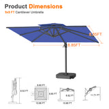 Patioslife Aegis Cantilever Umbrella with Reinforced Aluminum Ribs and Pole for Patios, Gardens & Decks