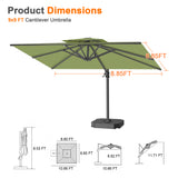 Patioslife Aegis Cantilever Umbrella with Reinforced Aluminum Ribs and Pole for Patios, Gardens & Decks