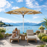 Patioslife 9ft, 10ft & 11ft Patio Umbrella – Round & Square Heavy Duty Aluminum Outdoor Market Umbrella with Double Vented Canopy