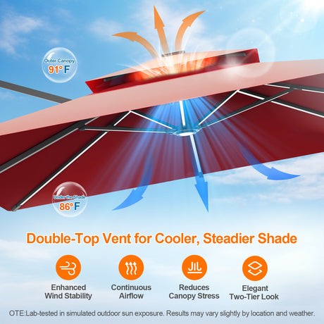 Patioslife Aegis Premium Cantilever Umbrella with Built-In LED Strip Lights and Reinforced Aluminum Ribs & Pole for Patios & Gardens