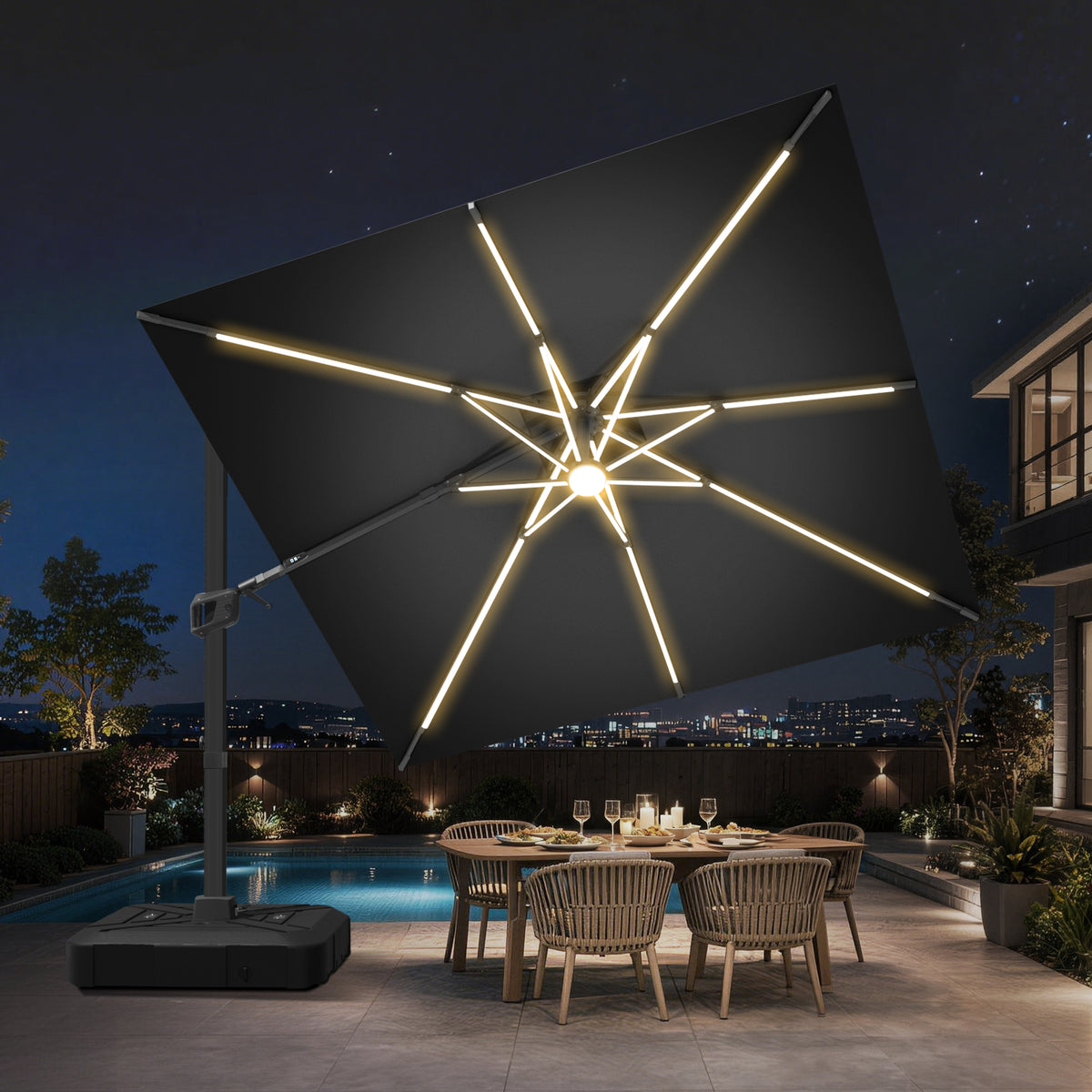 Patioslife Signature Series Rotating Cantilever Patio Umbrella with Adjustable Tilt for Garden & Poolside
