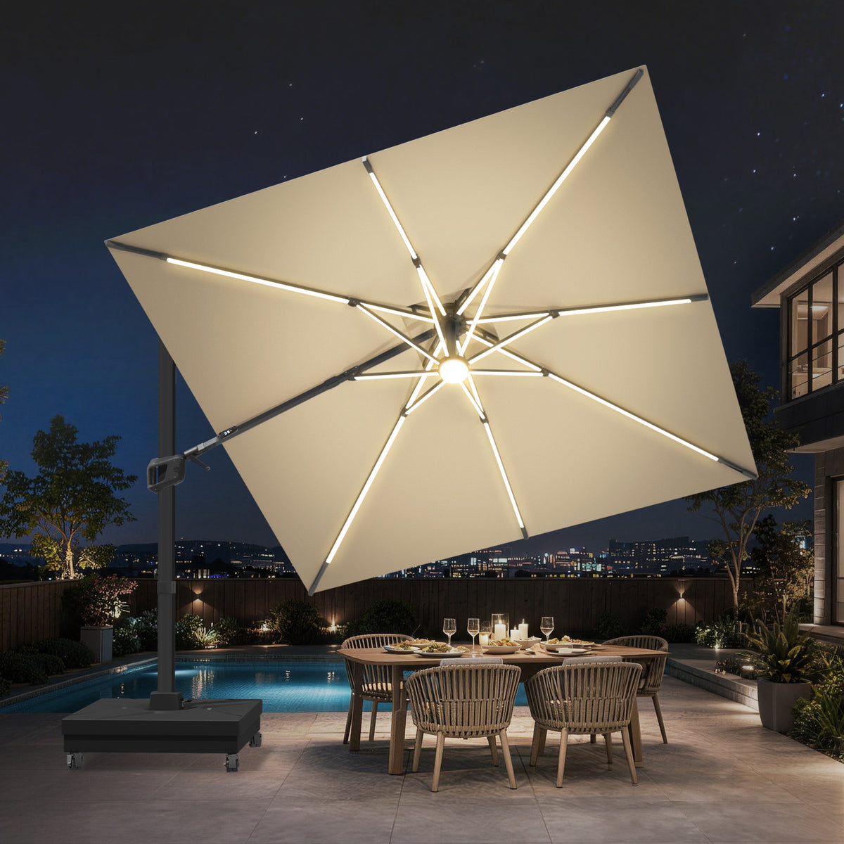 Patioslife Signature Series Rotating Cantilever Patio Umbrella with Adjustable Tilt for Garden & Poolside