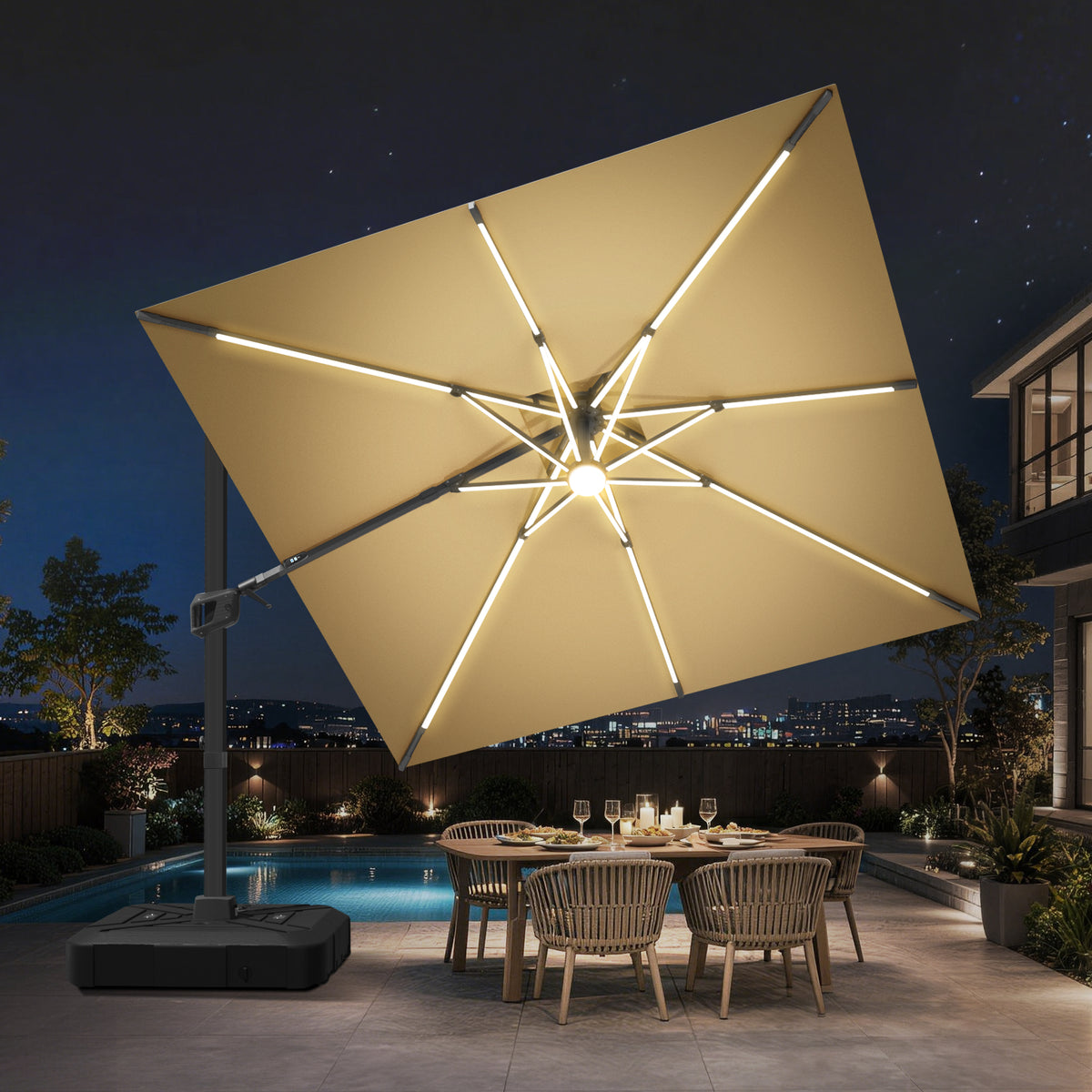 Patioslife Signature Series Rotating Cantilever Patio Umbrella with Adjustable Tilt for Garden & Poolside